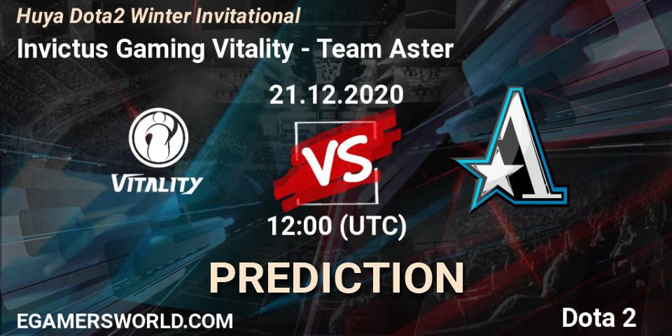 Prognose für das Spiel Invictus Gaming Vitality VS Team Aster. 21.12.2020 at 11:45. Dota 2 - Huya Dota2 Winter Invitational