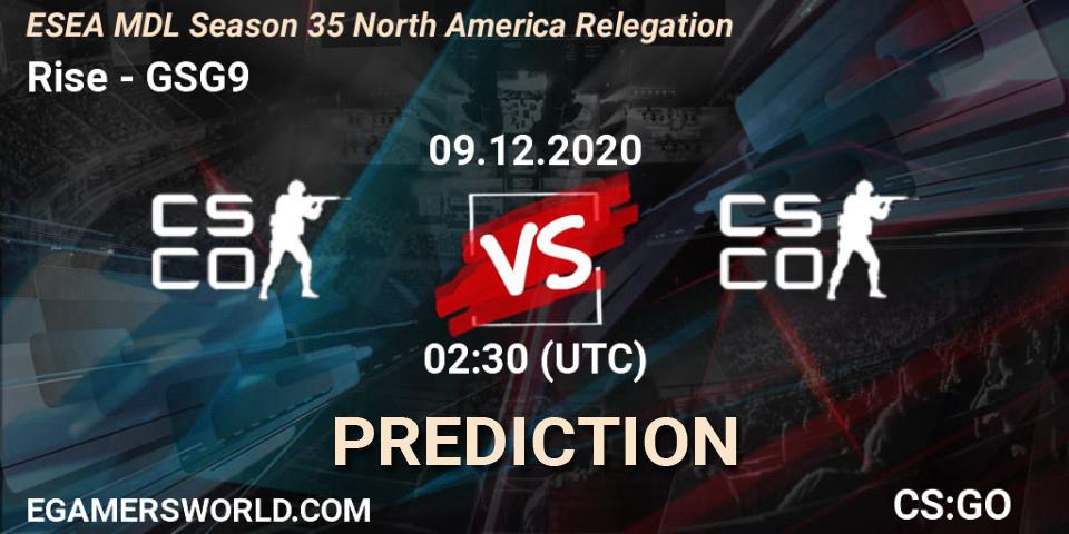 Prognose für das Spiel Rise VS GSG9. 09.12.2020 at 02:30. Counter-Strike (CS2) - ESEA MDL Season 35 North America Relegation