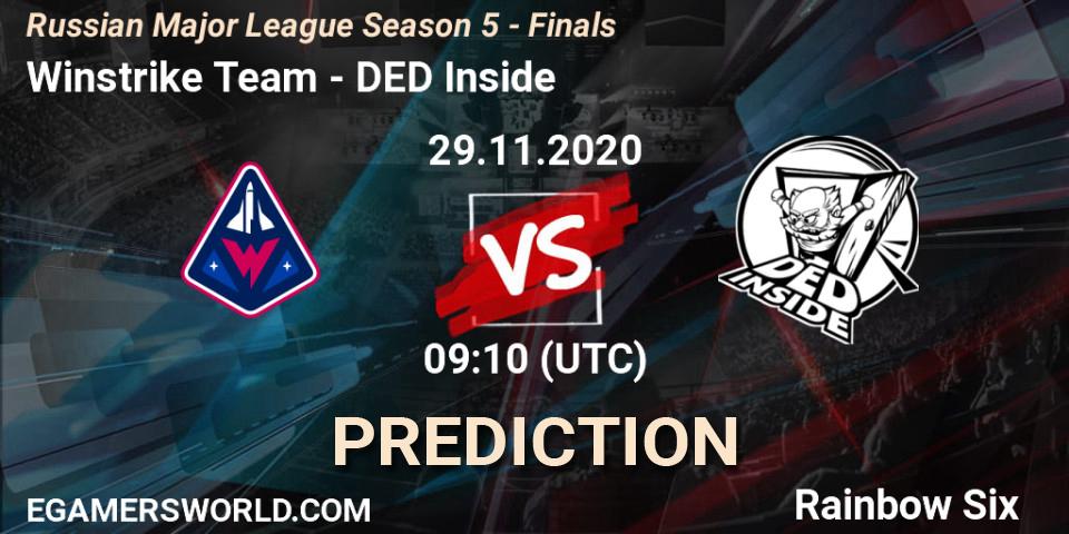 Prognose für das Spiel Winstrike Team VS DED Inside. 29.11.20. Rainbow Six - Russian Major League Season 5 - Finals