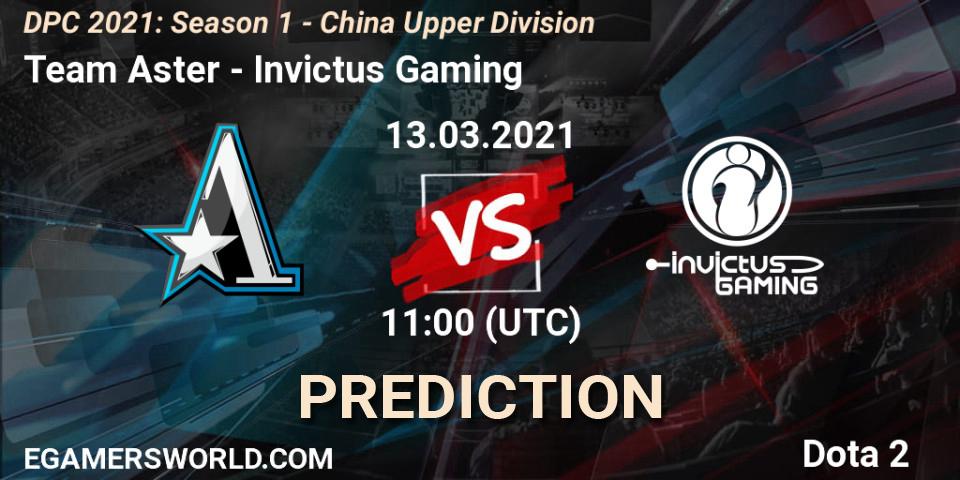 Prognose für das Spiel Team Aster VS Invictus Gaming. 13.03.2021 at 11:07. Dota 2 - DPC 2021: Season 1 - China Upper Division