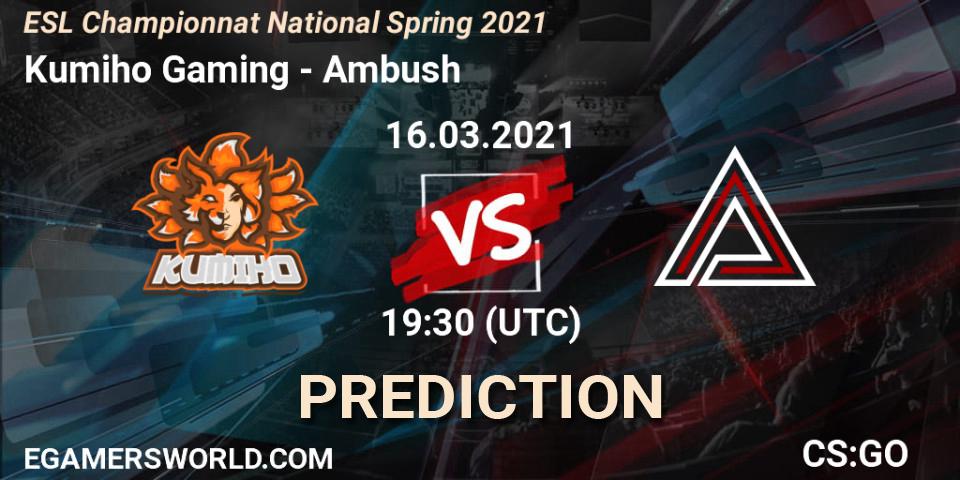 Prognose für das Spiel Kumiho Gaming VS Ambush. 16.03.2021 at 19:30. Counter-Strike (CS2) - ESL Championnat National Spring 2021