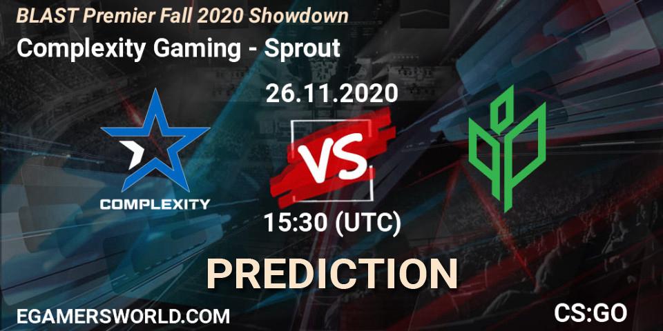 Prognose für das Spiel Complexity Gaming VS Sprout. 24.11.2020 at 12:30. Counter-Strike (CS2) - BLAST Premier Fall 2020 Showdown