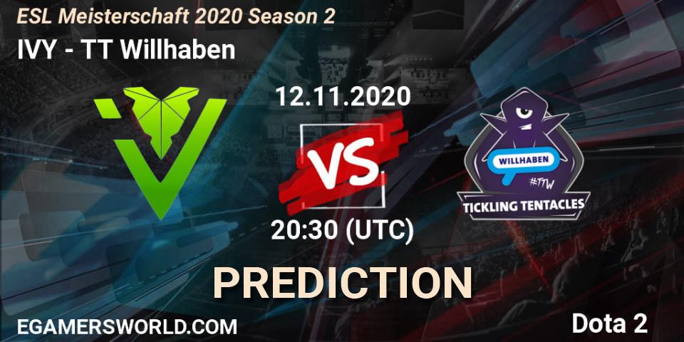 Prognose für das Spiel IVY VS TT Willhaben. 12.11.2020 at 20:16. Dota 2 - ESL Meisterschaft 2020 Season 2