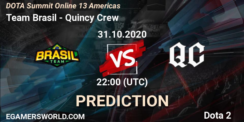 Prognose für das Spiel Team Brasil VS Quincy Crew. 31.10.2020 at 22:20. Dota 2 - DOTA Summit 13: Americas