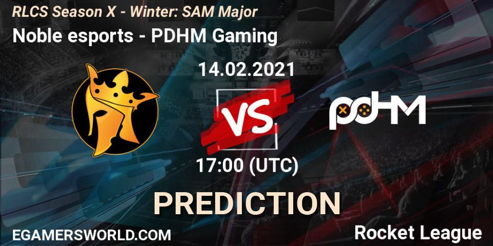 Prognose für das Spiel Noble esports VS PDHM Gaming. 14.02.2021 at 17:00. Rocket League - RLCS Season X - Winter: SAM Major
