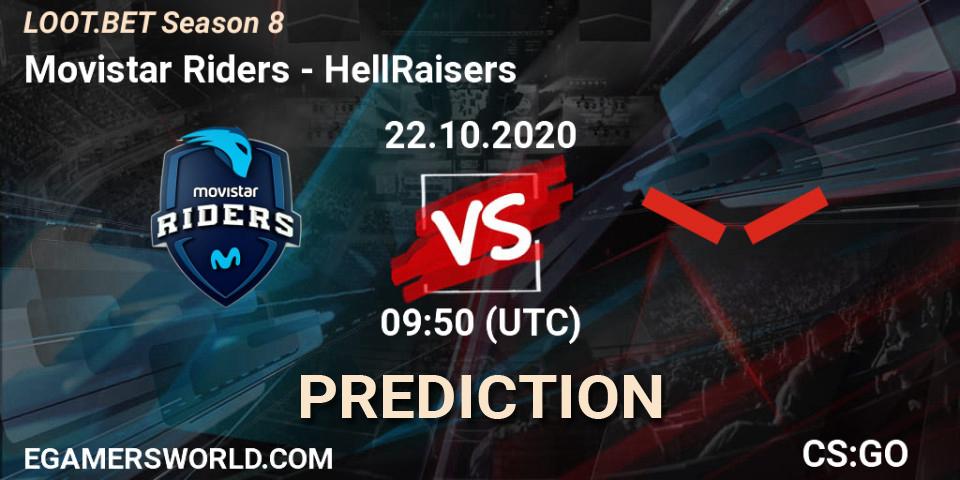 Prognose für das Spiel Movistar Riders VS HellRaisers. 22.10.2020 at 09:50. Counter-Strike (CS2) - LOOT.BET Season 8