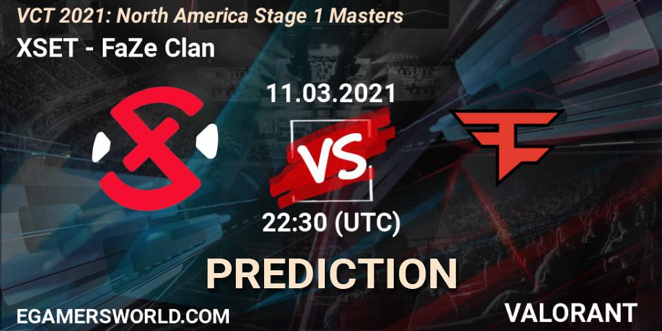 Prognose für das Spiel XSET VS FaZe Clan. 11.03.2021 at 23:00. VALORANT - VCT 2021: North America Stage 1 Masters