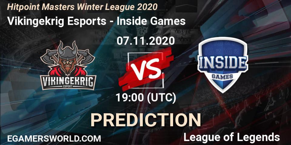 Prognose für das Spiel Vikingekrig Esports VS Inside Games. 07.11.2020 at 19:00. LoL - Hitpoint Masters Winter League 2020