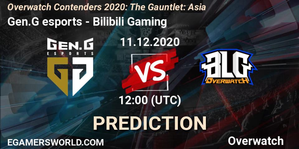 Prognose für das Spiel Gen.G esports VS Bilibili Gaming. 14.12.20. Overwatch - Overwatch Contenders 2020: The Gauntlet: Asia