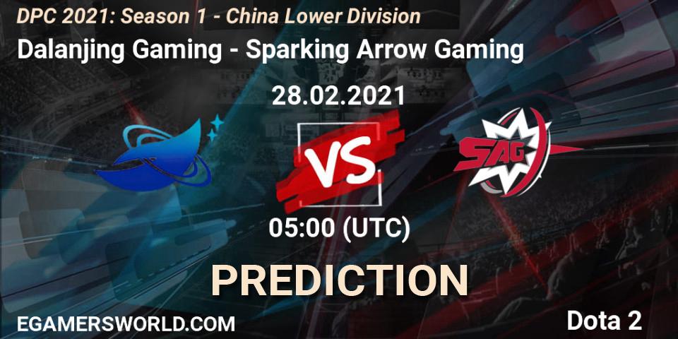 Prognose für das Spiel Dalanjing Gaming VS Sparking Arrow Gaming. 28.02.2021 at 05:02. Dota 2 - DPC 2021: Season 1 - China Lower Division