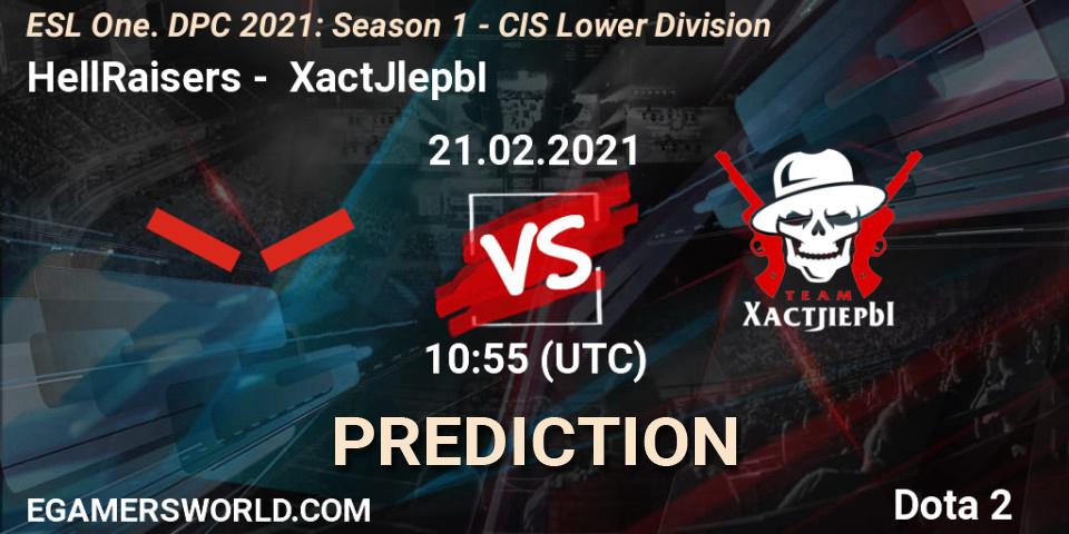 Prognose für das Spiel HellRaisers VS XactJlepbI. 21.02.21. Dota 2 - ESL One. DPC 2021: Season 1 - CIS Lower Division