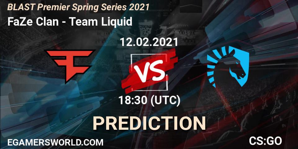 Prognose für das Spiel FaZe Clan VS Team Liquid. 12.02.21. CS2 (CS:GO) - BLAST Premier Spring Groups 2021