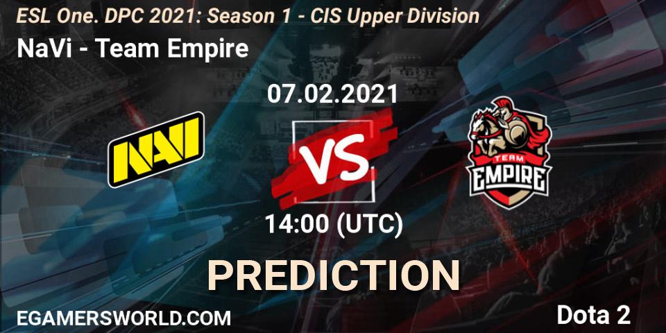 Prognose für das Spiel NaVi VS Team Empire. 07.02.21. Dota 2 - ESL One. DPC 2021: Season 1 - CIS Upper Division