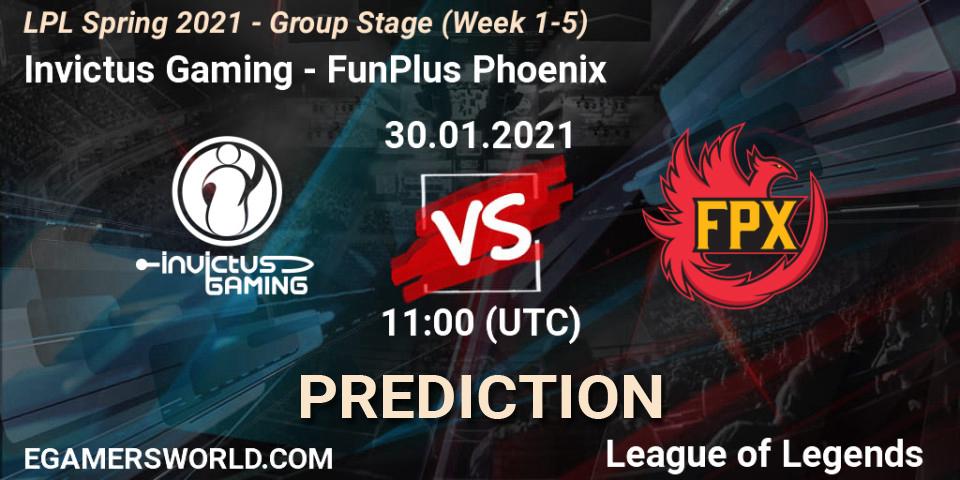 Prognose für das Spiel Invictus Gaming VS FunPlus Phoenix. 30.01.21. LoL - LPL Spring 2021 - Group Stage (Week 1-5)