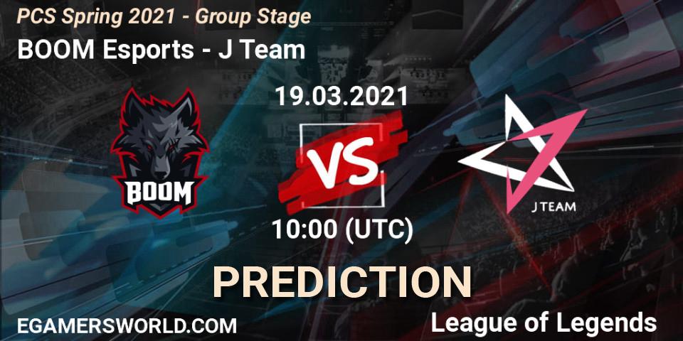 Prognose für das Spiel BOOM Esports VS J Team. 19.03.2021 at 10:00. LoL - PCS Spring 2021 - Group Stage