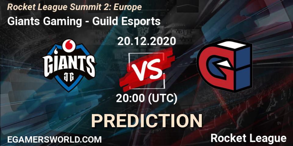 Prognose für das Spiel Giants Gaming VS Guild Esports. 20.12.2020 at 20:00. Rocket League - Rocket League Summit 2: Europe