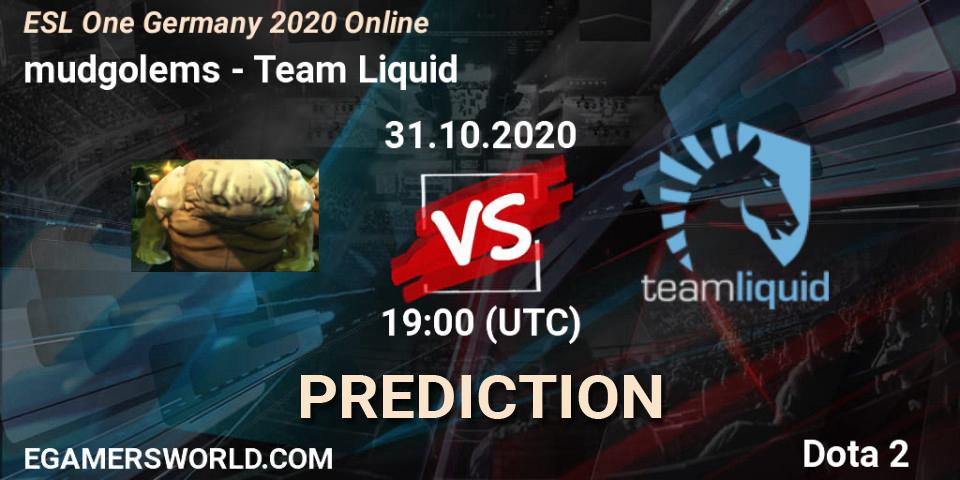 Prognose für das Spiel mudgolems VS Team Liquid. 31.10.20. Dota 2 - ESL One Germany 2020 Online
