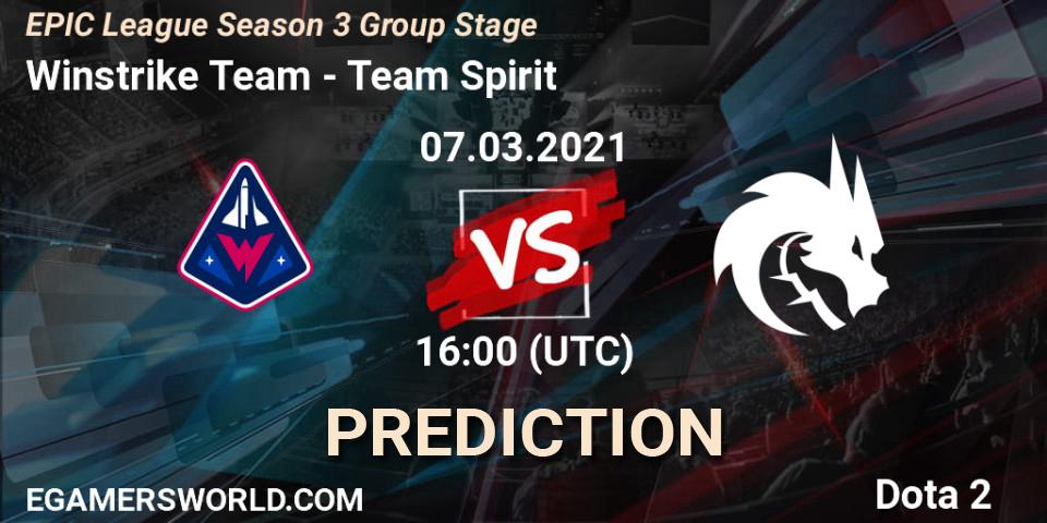 Prognose für das Spiel Winstrike Team VS Team Spirit. 07.03.21. Dota 2 - EPIC League Season 3 Group Stage