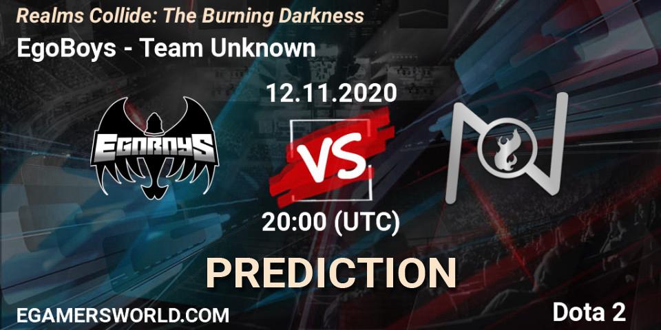 Prognose für das Spiel EgoBoys VS Team Unknown. 12.11.20. Dota 2 - Realms Collide: The Burning Darkness