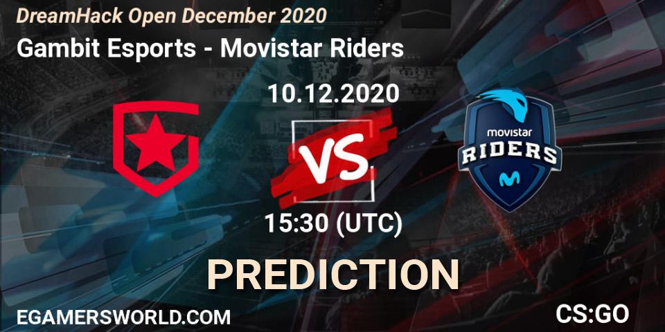 Prognose für das Spiel Gambit Esports VS Movistar Riders. 10.12.2020 at 16:00. Counter-Strike (CS2) - DreamHack Open December 2020
