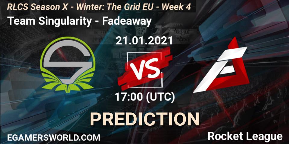 Prognose für das Spiel Team Singularity VS Fadeaway. 21.01.21. Rocket League - RLCS Season X - Winter: The Grid EU - Week 4