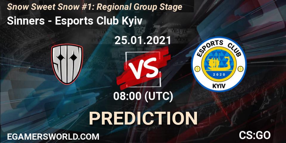 Prognose für das Spiel Sinners VS Esports Club Kyiv. 25.01.2021 at 08:00. Counter-Strike (CS2) - Snow Sweet Snow #1: Regional Group Stage