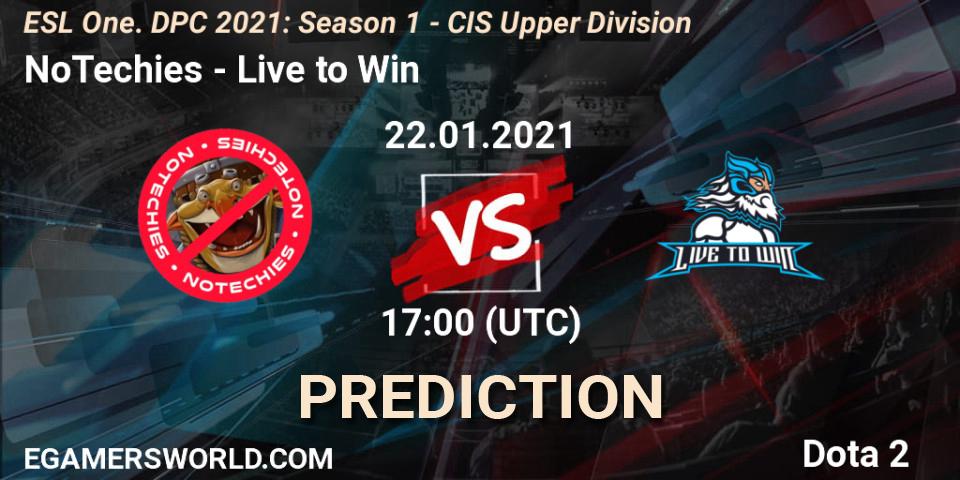 Prognose für das Spiel NoTechies VS Live to Win. 22.01.21. Dota 2 - ESL One. DPC 2021: Season 1 - CIS Upper Division