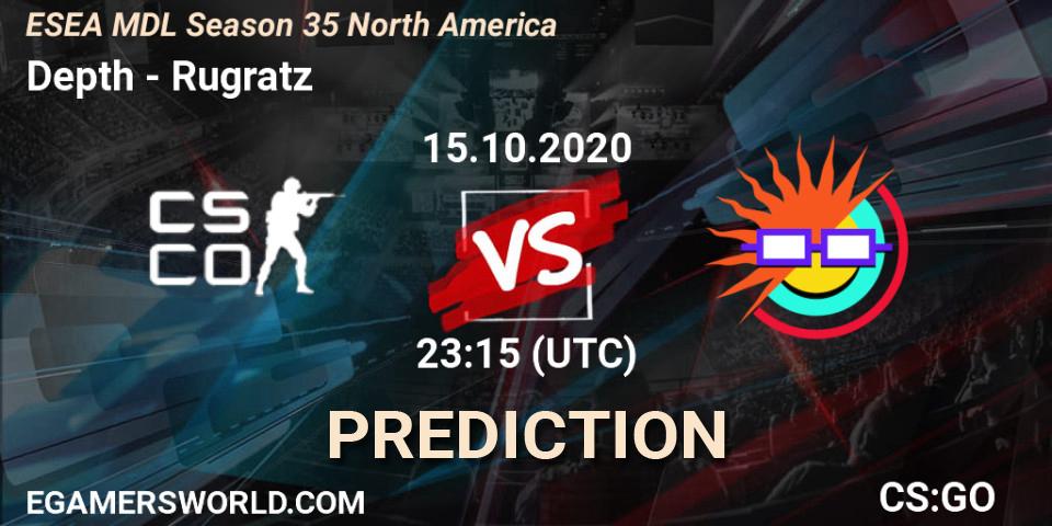Prognose für das Spiel Depth VS Rugratz. 15.10.2020 at 23:15. Counter-Strike (CS2) - ESEA MDL Season 35 North America