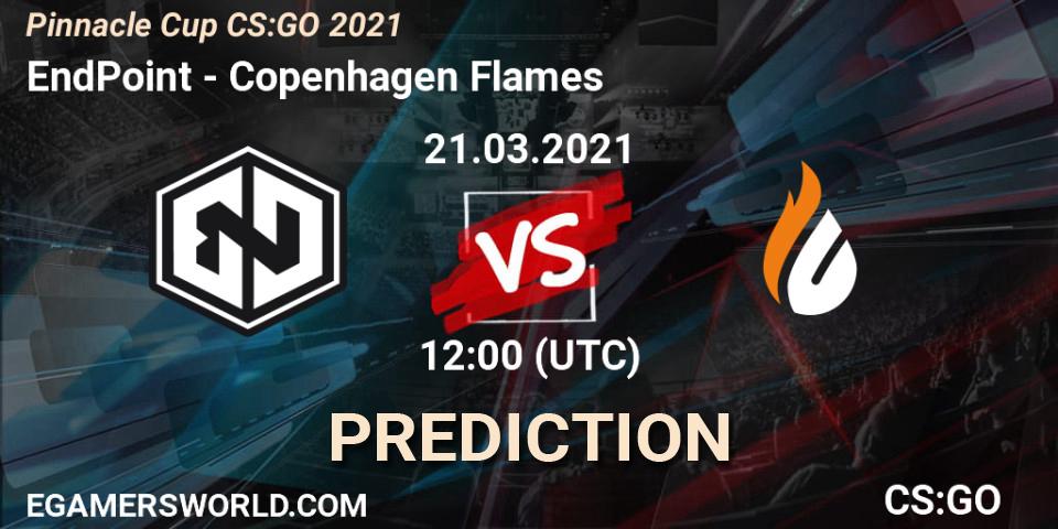 Prognose für das Spiel EndPoint VS Copenhagen Flames. 21.03.2021 at 12:00. Counter-Strike (CS2) - Pinnacle Cup #1
