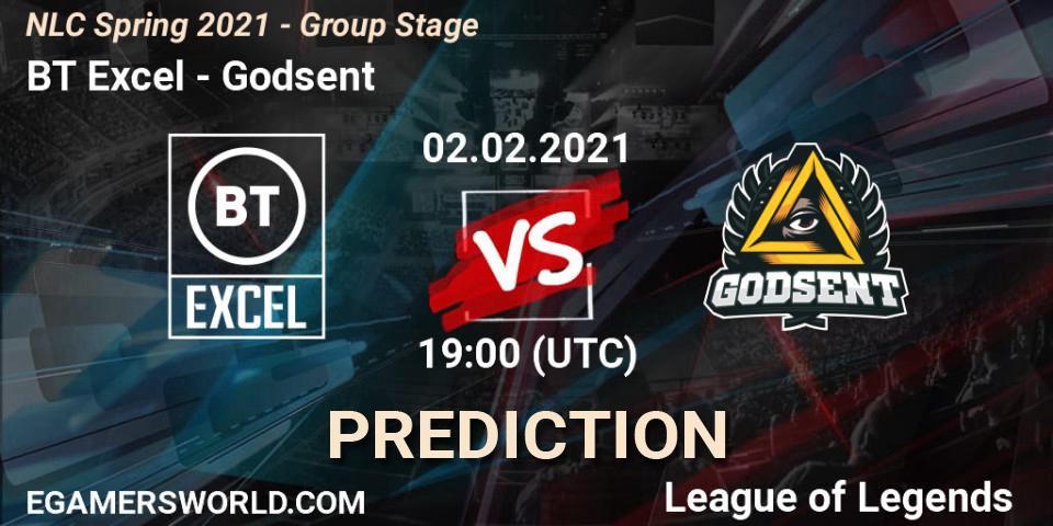 Prognose für das Spiel BT Excel VS Godsent. 02.02.2021 at 18:45. LoL - NLC Spring 2021 - Group Stage