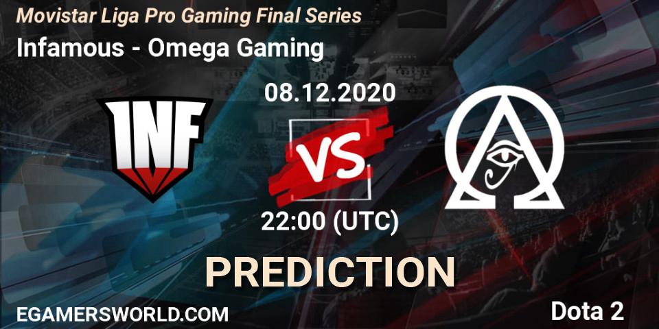 Prognose für das Spiel Infamous VS Omega Gaming. 08.12.20. Dota 2 - Movistar Liga Pro Gaming Final Series