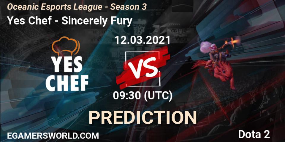 Prognose für das Spiel Yes Chef VS Sincerely Fury. 13.03.2021 at 09:47. Dota 2 - Oceanic Esports League - Season 3