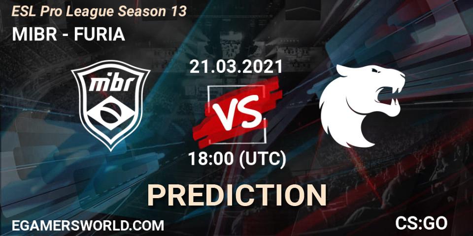 Prognose für das Spiel MIBR VS FURIA. 21.03.2021 at 18:55. Counter-Strike (CS2) - ESL Pro League Season 13