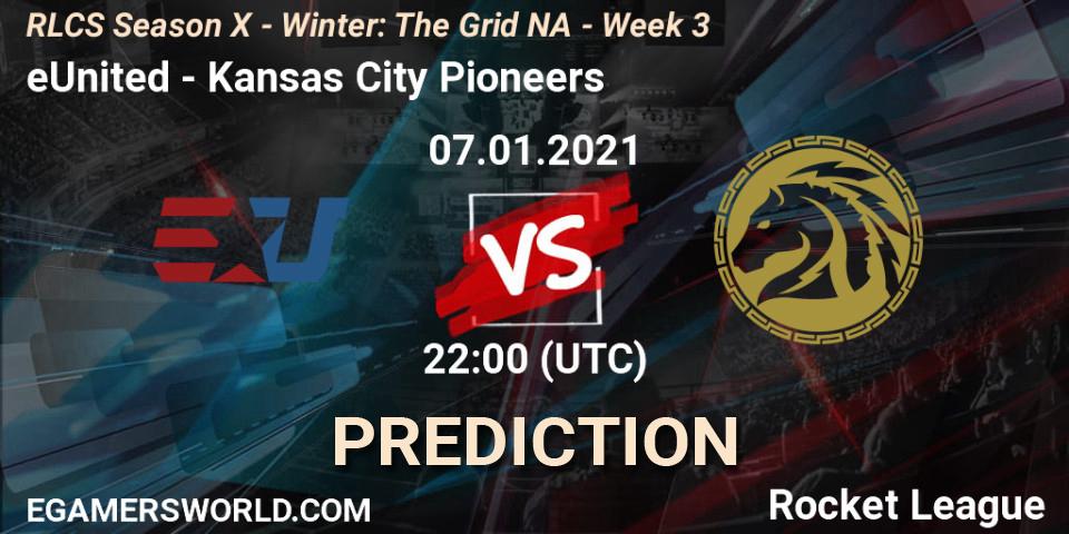 Prognose für das Spiel eUnited VS Kansas City Pioneers. 14.01.2021 at 22:00. Rocket League - RLCS Season X - Winter: The Grid NA - Week 3