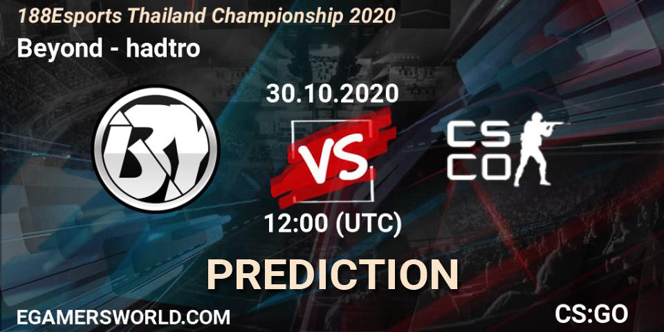 Prognose für das Spiel Beyond VS hadtro. 30.10.20. CS2 (CS:GO) - 188Esports Thailand Championship 2020