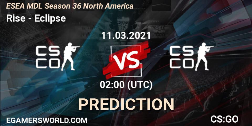 Prognose für das Spiel Rise VS Eclipse. 11.03.21. CS2 (CS:GO) - MDL ESEA Season 36: North America - Premier Division
