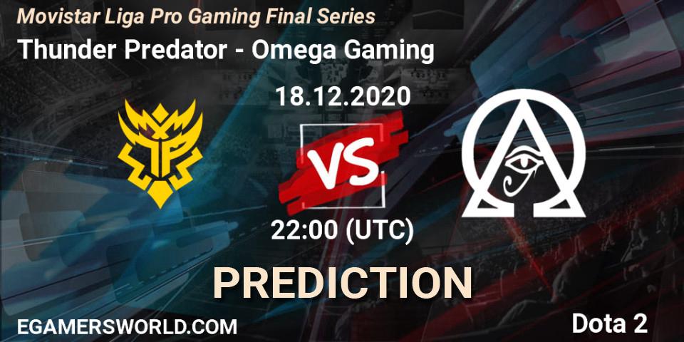 Prognose für das Spiel Thunder Predator VS Omega Gaming. 18.12.20. Dota 2 - Movistar Liga Pro Gaming Final Series