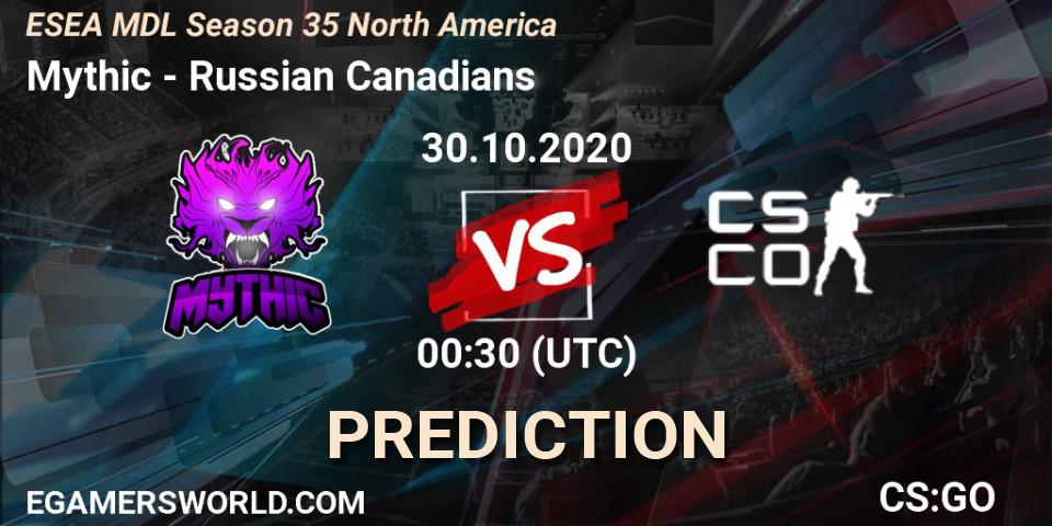 Prognose für das Spiel Mythic VS Russian Canadians. 30.10.2020 at 00:30. Counter-Strike (CS2) - ESEA MDL Season 35 North America