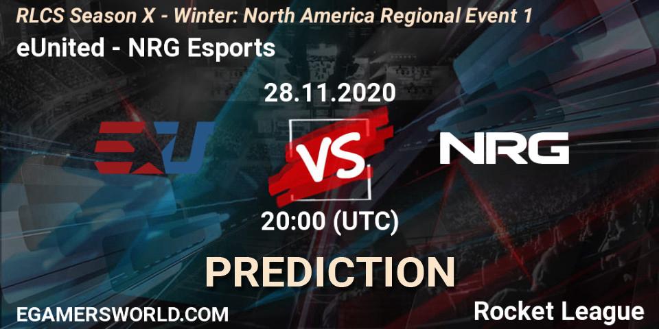 Prognose für das Spiel eUnited VS NRG Esports. 28.11.20. Rocket League - RLCS Season X - Winter: North America Regional Event 1