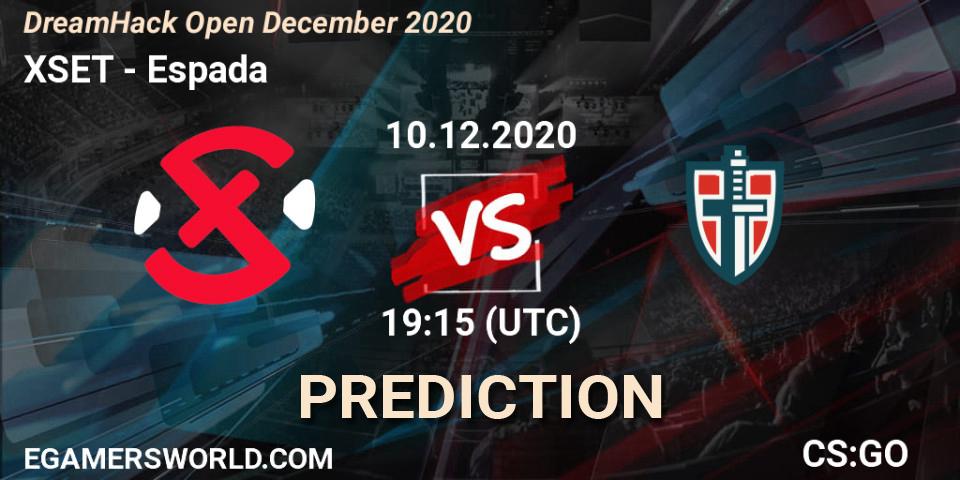 Prognose für das Spiel XSET VS Espada. 10.12.20. CS2 (CS:GO) - DreamHack Open December 2020