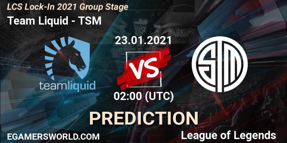 Prognose für das Spiel Team Liquid VS TSM. 23.01.2021 at 02:00. LoL - LCS Lock-In 2021 Group Stage