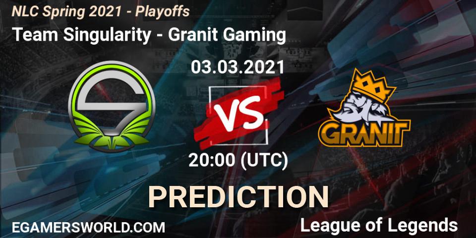 Prognose für das Spiel Team Singularity VS Granit Gaming. 03.03.2021 at 19:00. LoL - NLC Spring 2021 - Playoffs