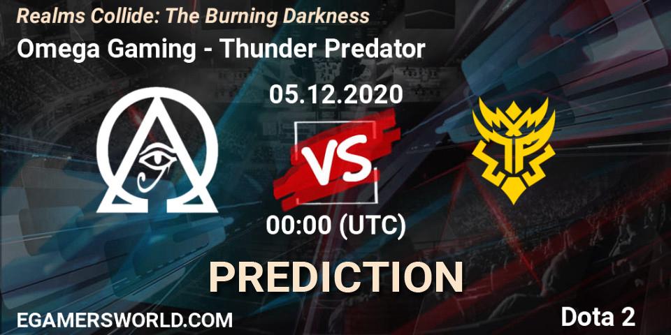 Prognose für das Spiel Omega Gaming VS Thunder Predator. 05.12.20. Dota 2 - Realms Collide: The Burning Darkness