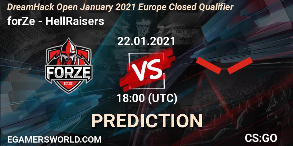 Prognose für das Spiel forZe VS HellRaisers. 22.01.21. CS2 (CS:GO) - DreamHack Open January 2021 Europe Closed Qualifier