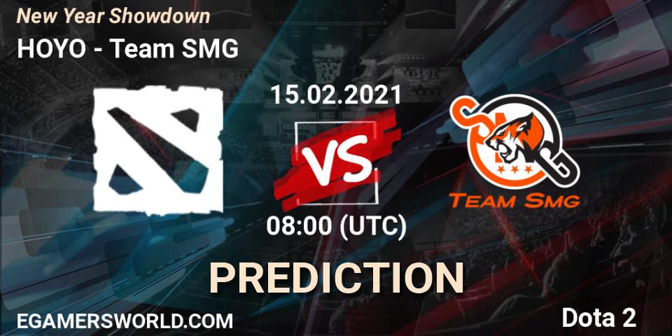 Prognose für das Spiel HOYO VS Team SMG. 15.02.2021 at 07:41. Dota 2 - New Year Showdown