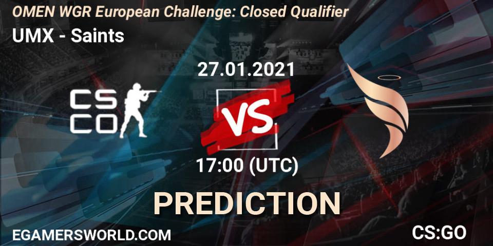 Prognose für das Spiel UMX VS Saints. 27.01.21. CS2 (CS:GO) - OMEN WGR European Challenge: Closed Qualifier