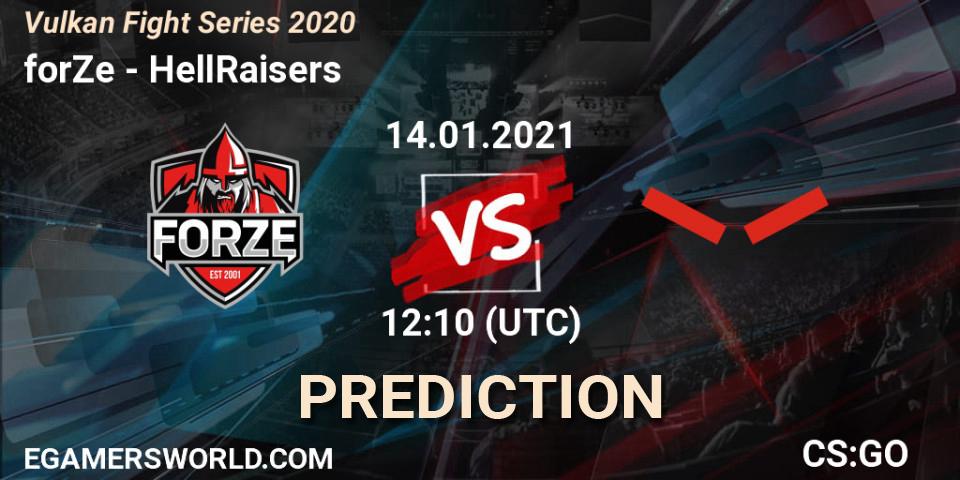 Prognose für das Spiel forZe VS HellRaisers. 14.01.21. CS2 (CS:GO) - Vulkan Fight Series 2020