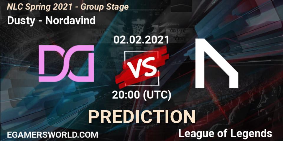 Prognose für das Spiel Dusty VS Nordavind. 02.02.2021 at 19:40. LoL - NLC Spring 2021 - Group Stage