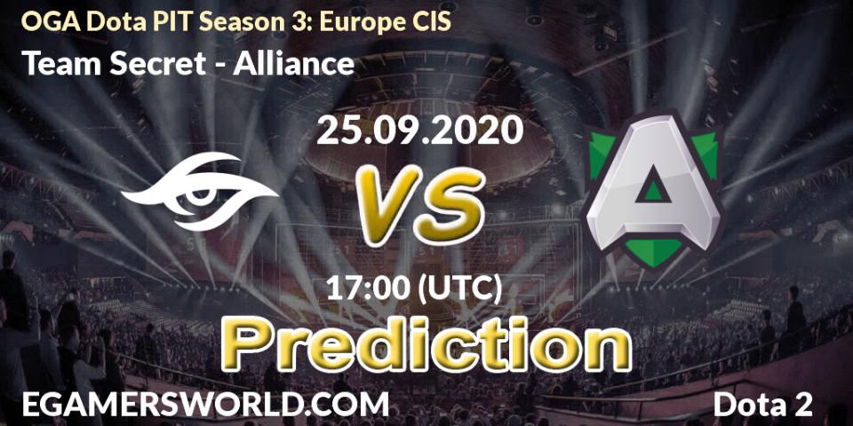 Prognose für das Spiel Team Secret VS Alliance. 25.09.2020 at 16:43. Dota 2 - OGA Dota PIT Season 3: Europe CIS