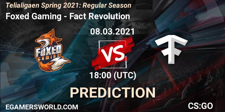 Prognose für das Spiel Foxed Gaming VS Fact Revolution. 08.03.2021 at 18:00. Counter-Strike (CS2) - Telialigaen Spring 2021: Regular Season